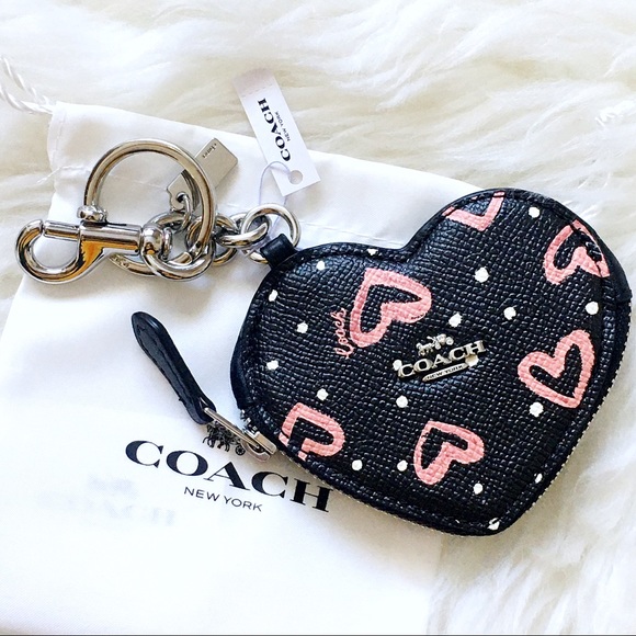 Coach Accessories - COACH Coin Pouch Bag Charm With Crayon Heart Print